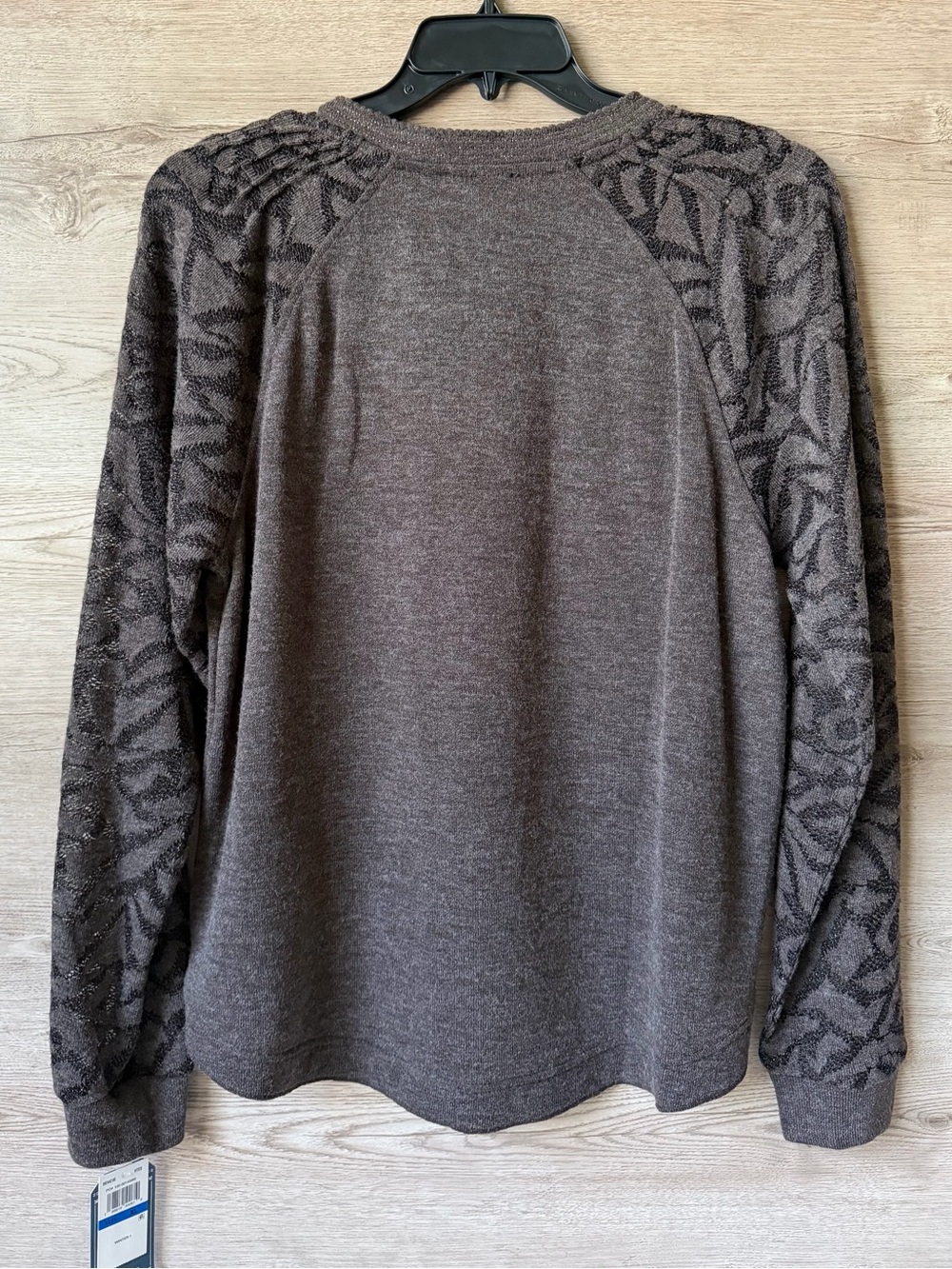 Democracy XL Heather Espresso Mixed Media Lace Sleeve Top NWT - Picture 7 of 16